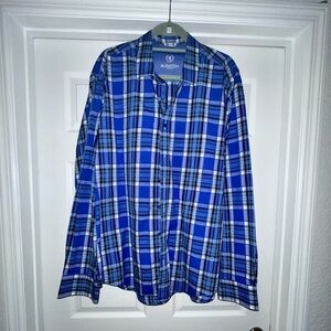 Bugatchi Blue and Black Checkered Shirt
